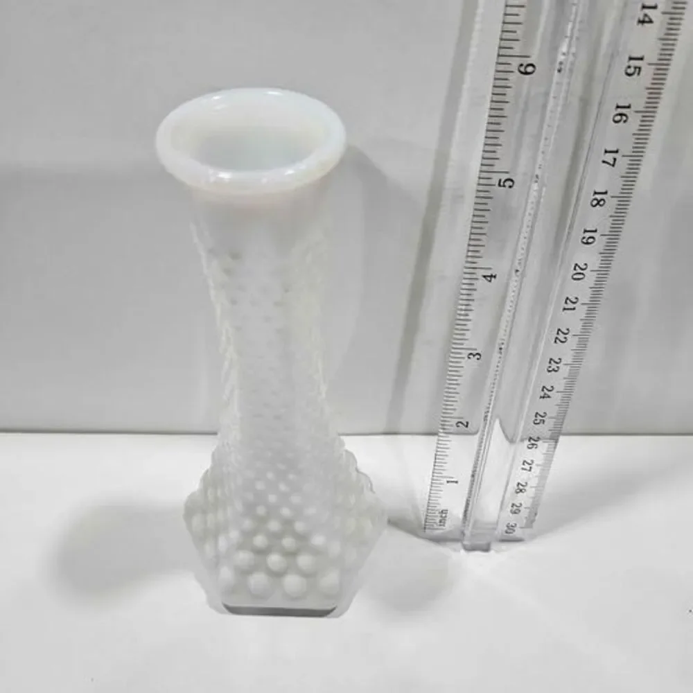 Vintage milk glass hobnail vase